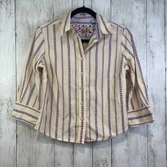 Robert Graham Top Womens S Striped Colorful Coastal Cowgirl Button Up Flip Cuff - Picture 1 of 9